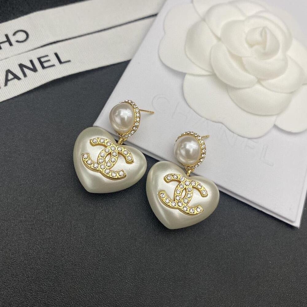 CHANEL Resin Heart Drop Earrings